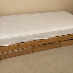 無印良品　MUJI パイン材　シングルベッド　ベッド下収納付き