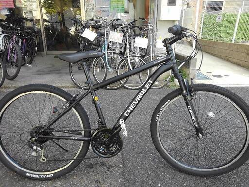 中古自転車２６８９　前後タイヤ新品！　　　27.5インチ　シボレー　３×６段ギヤ　フロントサスペンション　ワイヤー錠　ライトは付属していません　フレームサイズ420㎜
