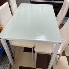 【ネット決済】3000円 ガラスダイニングテーブル、チェアセット
