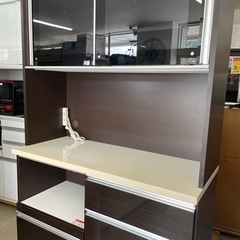 【美品‼️】高級♪ 大川家具(入江木工) 117cm幅キッチンボード 食器棚 収納家具 艶あり木目調ダークブラウン♪