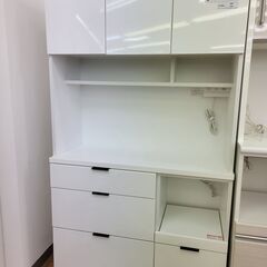 ★ジモティ割あり★  レンジボード ホワイト H180×D42×W104 クリーニング済み TK057 ☆ジモティ割あり☆ レンジボード ホワイト H180×D42×W104