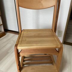 【ネット決済】学習椅子(高さ調節機能・キャスター付き)木製