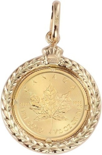 純金 ペンダントトップ カナダ メイプルリーフ金貨 コイン エリザベス K24 1/10oz コイン