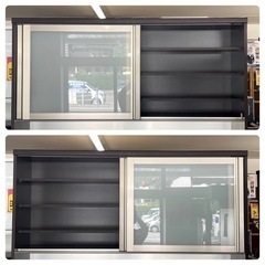 【超美品‼️】定価数十万♪ パモウナ 160cm幅キッチンボード 食器棚 収納家具 木目調ダークブラウン♪