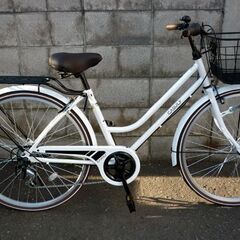 ☆サイクルベースあさひ 自転車 ASULY 26インチ ママチャリ シティサイクル 荷台付き 白 6段変速 カゴ付き ライト点灯確認済み 札幌 北20条店