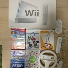Wii本体＋人気ソフト5本＋マリオカートハンドル