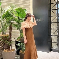 【新品タグ付き】LEJA 2WAYオフショルダーパフスリーブワッフル生地マーメイドワンピース