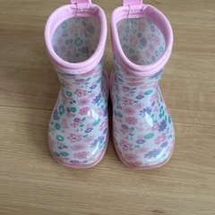 花柄ピンクの長靴　　13cm