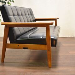 ≪yt808ジ≫ カリモク60 Kチェア2シーター スタンダードブラック 座面幅120cm 2人掛けソファ/木製フレーム/定番/合皮/家具 50807-12