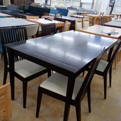 ★ジモティ割あり★  ダイニングセット四人掛け ダークブラウン・ホワイト H73.5×D85×W150.3 クリーニング済み OJ1866