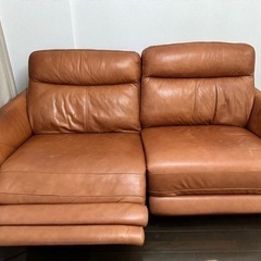ニトリ　3人用両電動本革リクライニングソファ(アネーロ セミアニリン革タイプ SK BR)