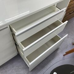 創愛 ミドルレンジボード ルシア160R 幅160.5×奥行48×高さ85.5cm ソフトクロージング エナメル調 ホワイト キッチン収納 収納家具