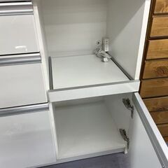 創愛 ミドルレンジボード ルシア160R 幅160.5×奥行48×高さ85.5cm ソフトクロージング エナメル調 ホワイト キッチン収納 収納家具