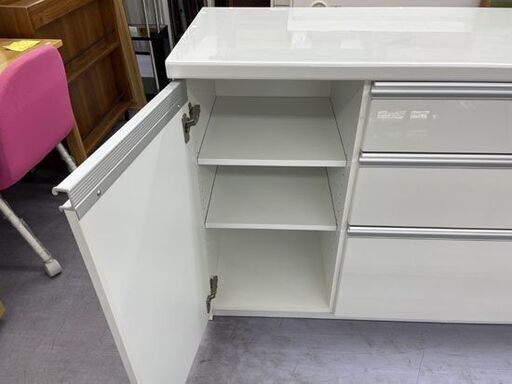 創愛 ミドルレンジボード ルシア160R 幅160.5×奥行48×高さ85.5cm ソフトクロージング エナメル調 ホワイト キッチン収納 収納家具 創愛 ミドルレンジボード ルシア160R 幅160.5×奥行48×高さ85.5cm