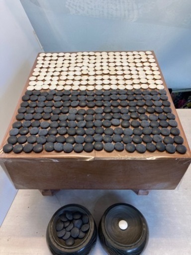 碁盤脚付☆94628無垢 碁器 碁石セット蛇目那智黒 - その他 