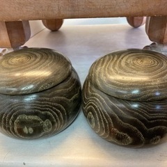 碁盤脚付☆94628無垢　碁器　碁石セット蛇目那智黒