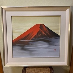 絵画　渡辺玉豊　赤富士
