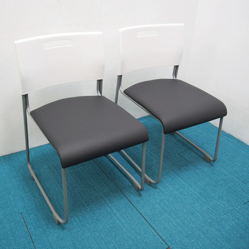 【２脚セット】ミーティングチェア 会議用椅子 固定脚 アグレアチェア 幅475×奥行545×高さ750mm (AA16)