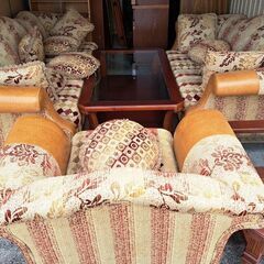 高級 応接セット ソファ3点（3人掛・2人掛・1人掛） テーブル2点（センターテーブル・サイドテーブル）セット 定価80万