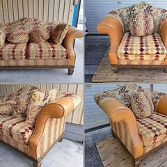 高級 応接セット ソファ3点（3人掛・2人掛・1人掛） テーブル2点（センターテーブル・サイドテーブル）セット 定価80万