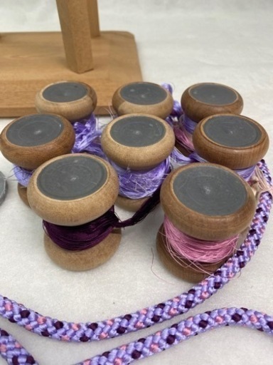 組紐台及び組み玉8個セット (中古) 組紐 丸台【糸玉 大4