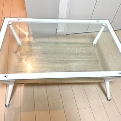 【美品】ガラスローテーブル ホワイト