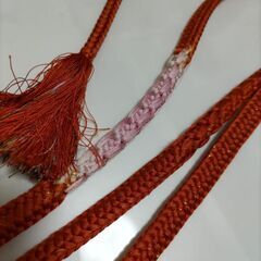 朱色(オレンジ色)×桜色のぱきっと差し色 帯締め*和装小物、和服...