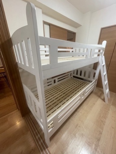 木製2段ベッド【白】