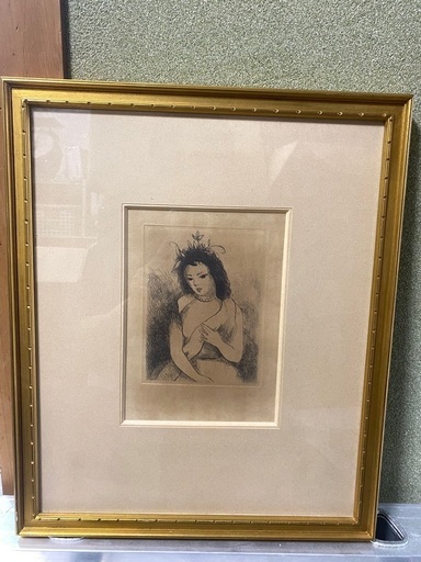 石版画　リトグラフ　少女　マリー・ローランサン 保証書付き　C-１