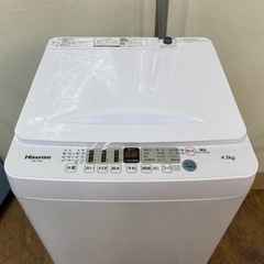 I609 🌈 2021年製の美品♪ Hisense 洗濯機 （4.5㎏）  動作確認済 ⭐ クリーニング済