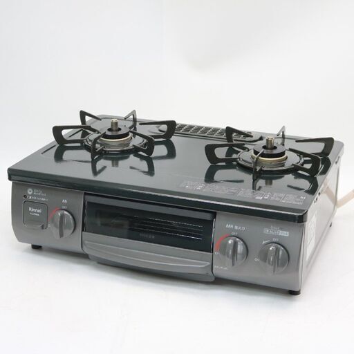 103)【美品/2023年製/魚焼きグリル未使用】リンナイ ガステーブル KG35NBKR 都市ガス 幅約56cm 片面焼きグリル 右強火力 ブラック