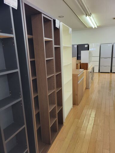 ☆ジモティ割あり☆ スライド式本棚 ブラウン H180×D30×W85