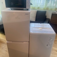 新生活セット‼️配送設置無料‼️安心の3ヶ月保証✨オシャレで綺麗な高年式の家電3点セット🉐洗濯機　冷蔵庫　レンジ　配送無料　設置無料　清掃済み　動作確認済み　SHARP Panasonic HITACHI TOSHIBA 中華メーカー　2ドア　縦型洗濯機　オーブン　