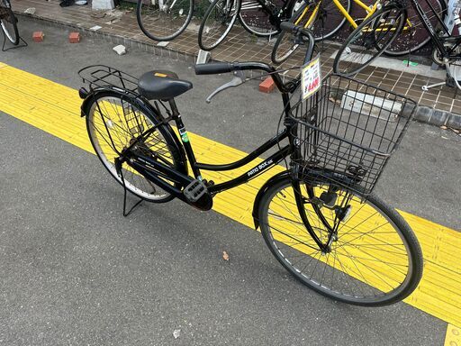 【リサイクルショップどりーむ鹿大前店】No.1034　自転車　ママチャリ　黒色　ライト付き　26インチ　カゴ付き　鍵なし　シンプル