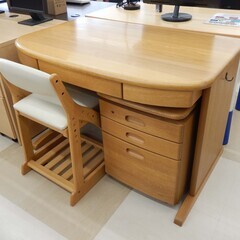 2024.3.25お値下げ品!! 浜本工芸 学習机セット ナラ材使用昇降袖  