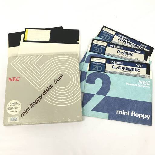 BNC12/98　NEC PC-8801FA システムディスク mini floppy disks ミニフロッピー 5inch N88-日本語BASIC デモ付属 ※動作未確認 現状品■