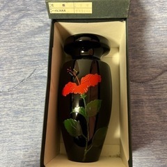 琉球漆器　花瓶（ハイビスカス）　沖縄伝統工芸品　