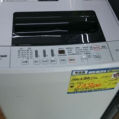 （単身向けサイズの）ハイセンス　全自動洗濯機４.５ｋｇ　２０２０...