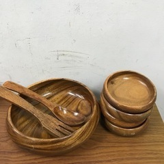 ☆値下げ☆ロ2309-221 木製食器セット　サラダボール　キズ...