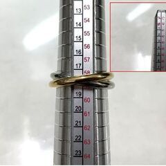コンビリング Pt900＋K18 2連 指輪 プラチナ 金 18号 約10.5g 札幌市手稲