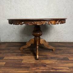 🔷🔶🔷WY6/9 円形 丸型 テーブル ダイニングテーブル イタリア クラシック 彫刻 食卓机 アンティーク 猫脚 ★直接引き取り歓迎🔷🔶🔷