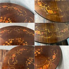 🔷🔶🔷WY6/9 円形 丸型 テーブル ダイニングテーブル イタリア クラシック 彫刻 食卓机 アンティーク 猫脚 ★直接引き取り歓迎🔷🔶🔷
