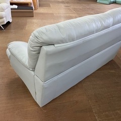 おしゃれ 2人掛けソファー 木脚 ブルーグレー色 美品 未使用品