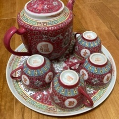 中国茶器と銅製カップ一式