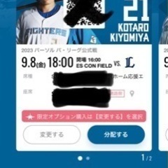 【ネット決済・配送可】9/8（金）18:00 エスコンフィールド...