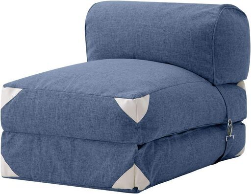 未使用訳あり　折り畳み式 ソファーベッド　ビーズクッション 3WAY シングル sofa ネービー 約幅57cm 収納 コンパクト