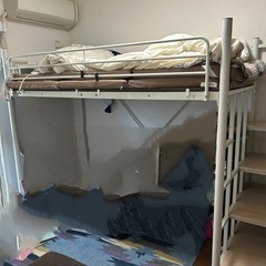 スチールロフトベッド（ホワイト） バラして持って行ってもらえる方限定！