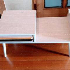 木製リビングテーブル（引き出し収納付）