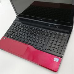 送料無料 新品SSD 15.6型 レッド ノートパソコン 富士通 AH42/J 中古美 
