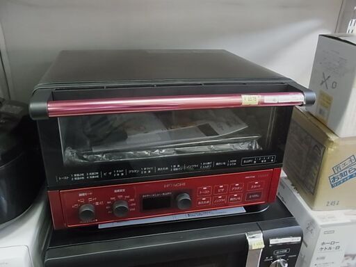 【21】日立　コンベクションオーブントースター　HMO-F100　メタリックレッド　ノンフライ　遠赤ヒーター　循環ファン　キッチン家電